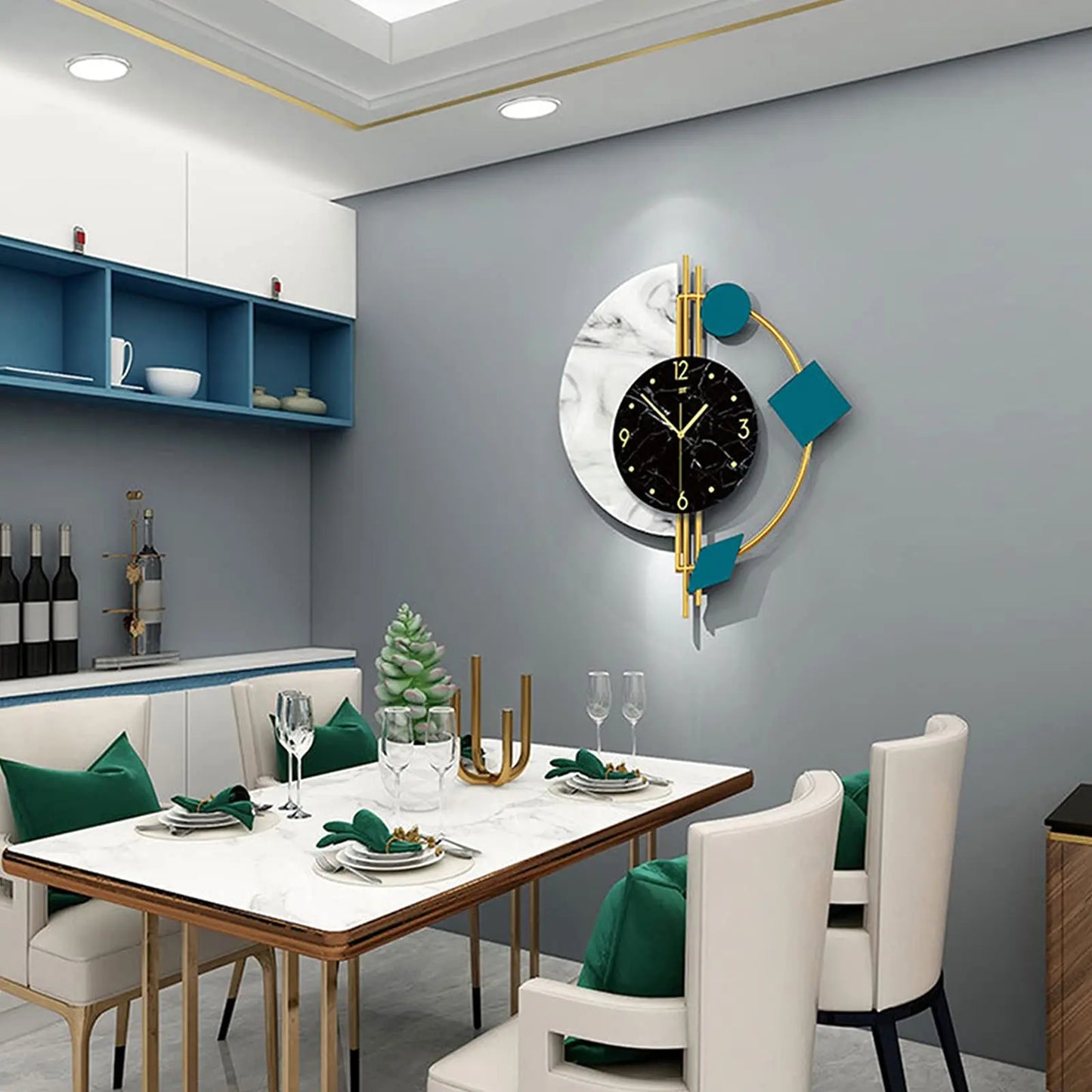 Nordic Marble Wall Clock Luxury Silent Battery Operated