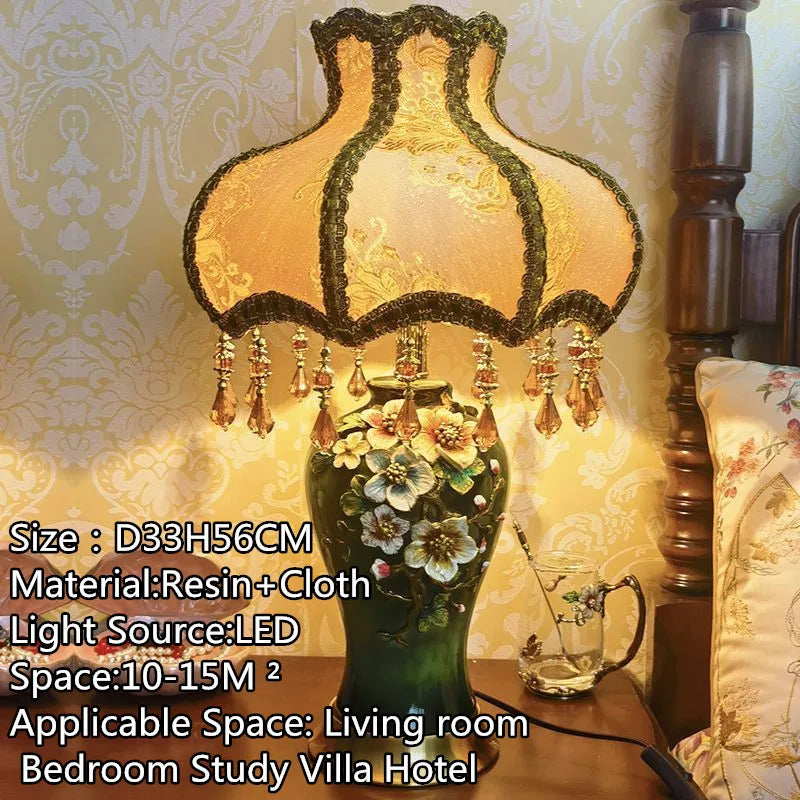 American Retro Peacock Table Lamp LED Contemporary Decor