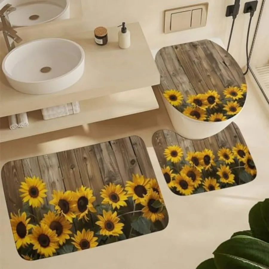 Rustic Farmhouse Shower Curtain Set With Rugs And Bath Mat