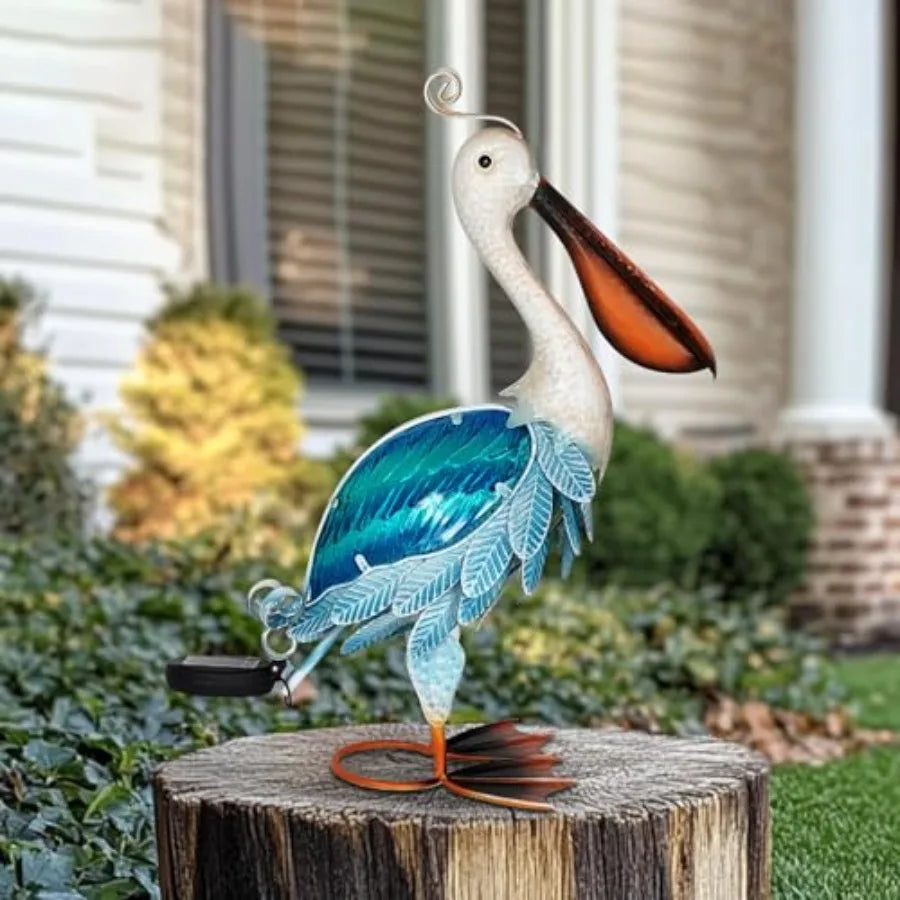 SHXI Solar Pelican Statue Garden Sculpture LED Outdoor Decor