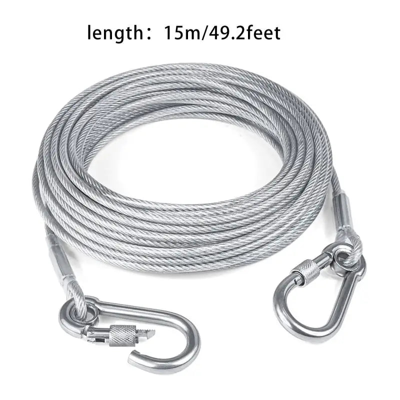 Stainless Steel Double Headed Dog Tie Out Cable Leash