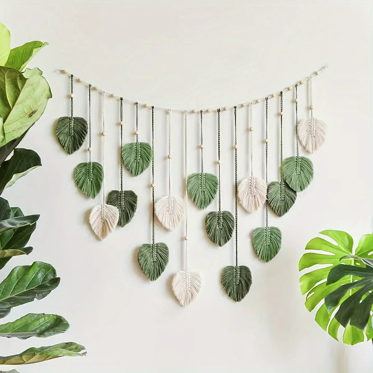 Modern Woven Wall Decor Leaves Bohemian Feather Wall Hanging