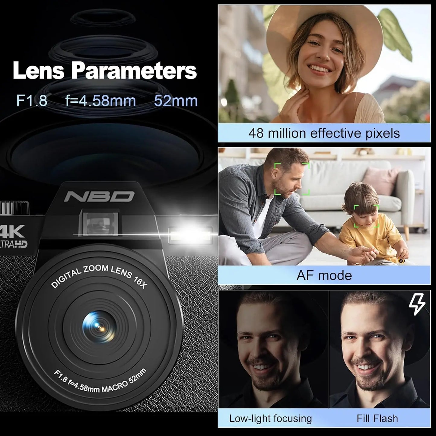NBD 4K Digital Cameras For Photography And Travel Vlogging