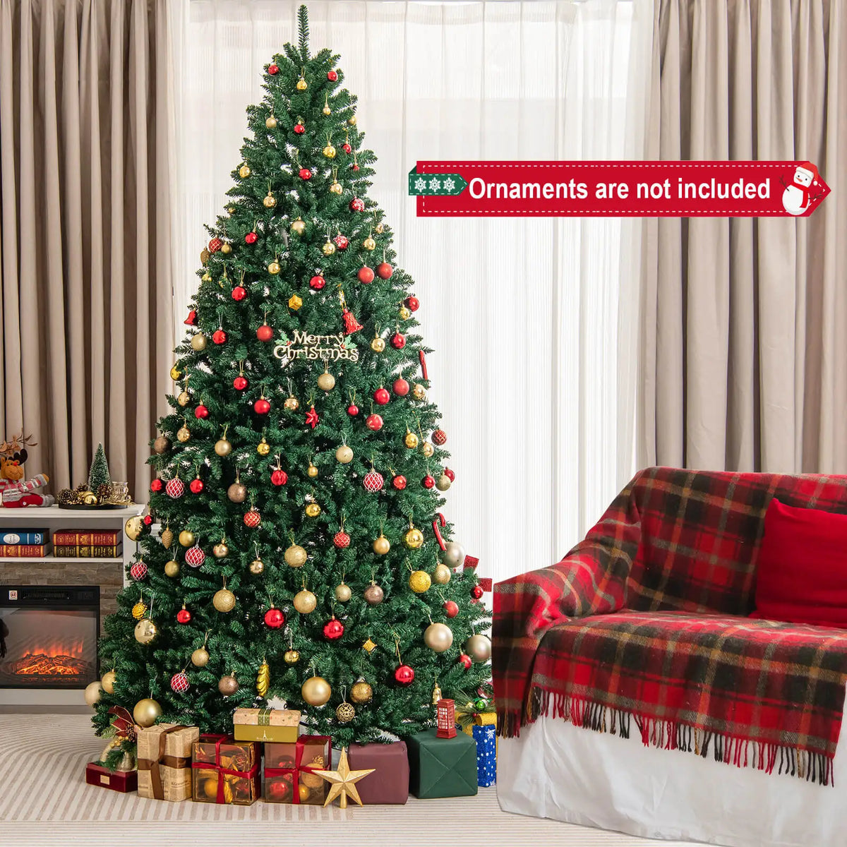LIFEZEAL Artificial Christmas Tree Full Fir Hinged Branch Design