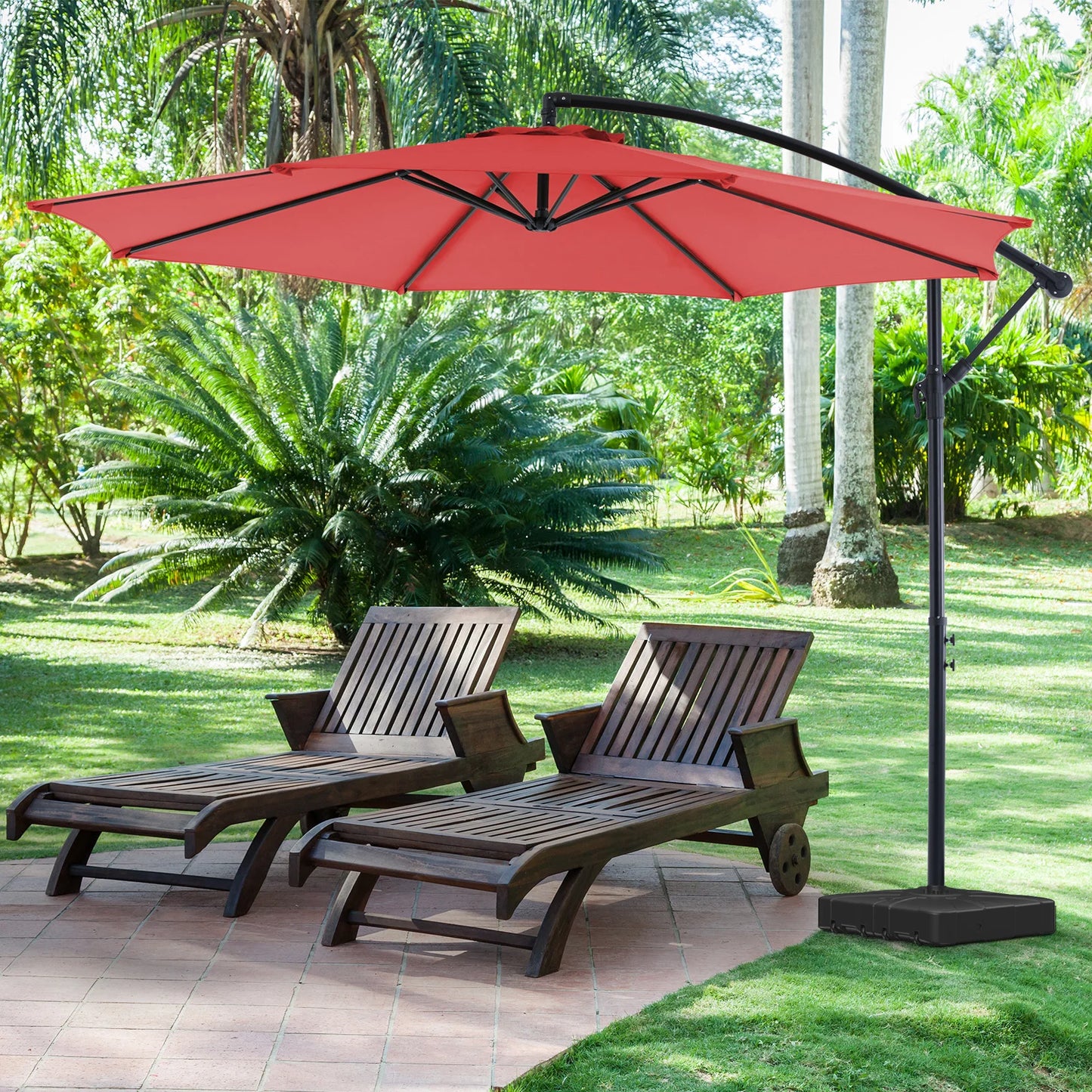 JHK Outdoor Cantilever Patio Umbrella With UV Protection Tilt