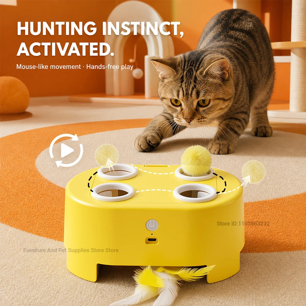 Smart Cat Toy Wand With Feathers Interactive Electric Toy