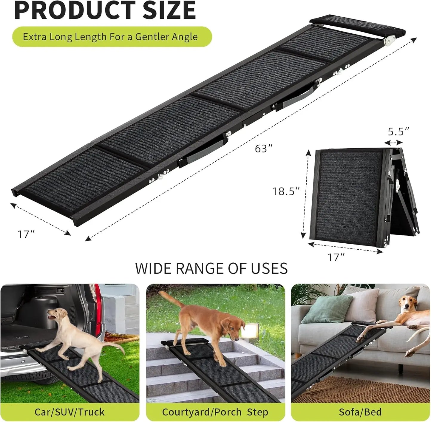 TWISTER.CK Quad-Fold Dog Ramp Non-Slip Portable For Large Dogs