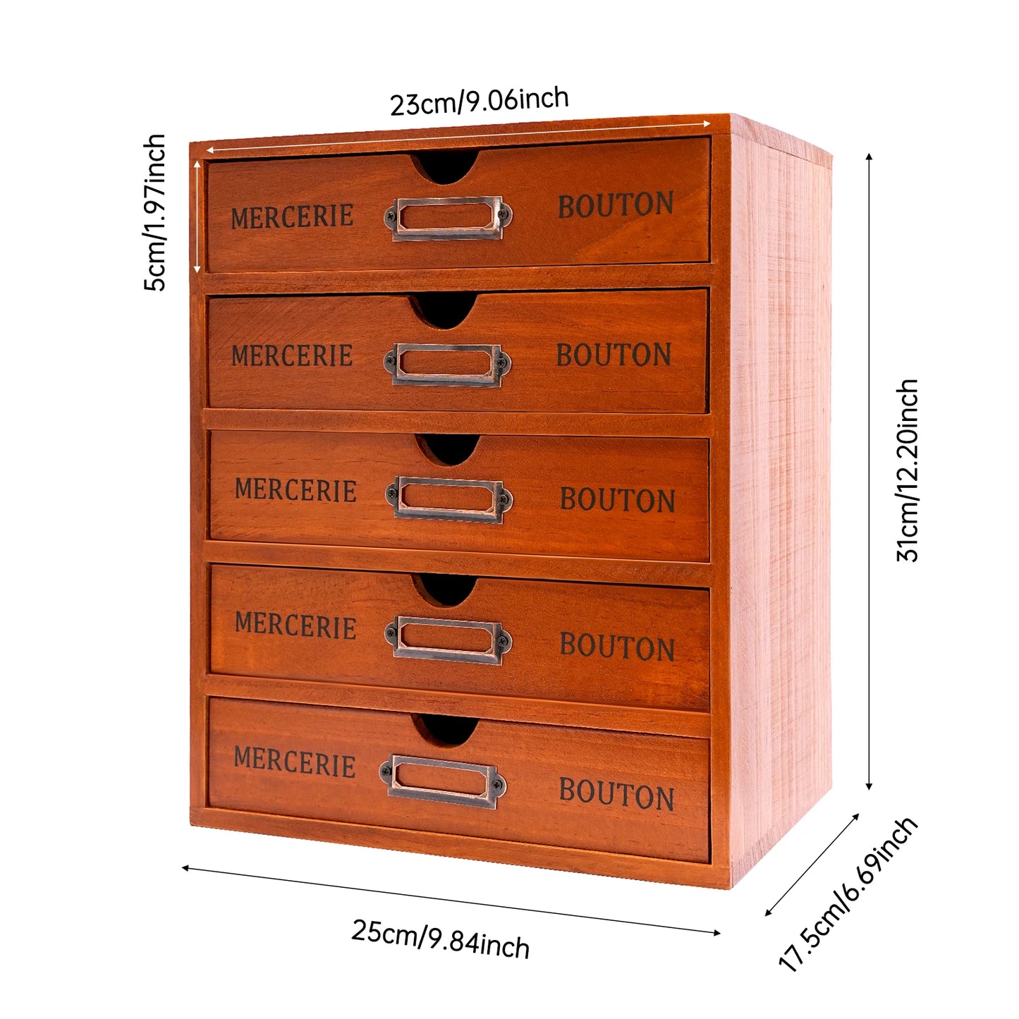 Wooden Desk Organizer With Five Drawers For Office And Study