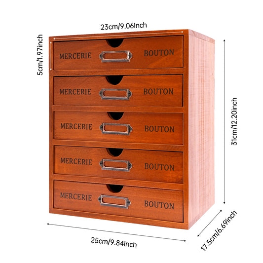 Wooden Desk Organizer With Five Drawers For Office And Study