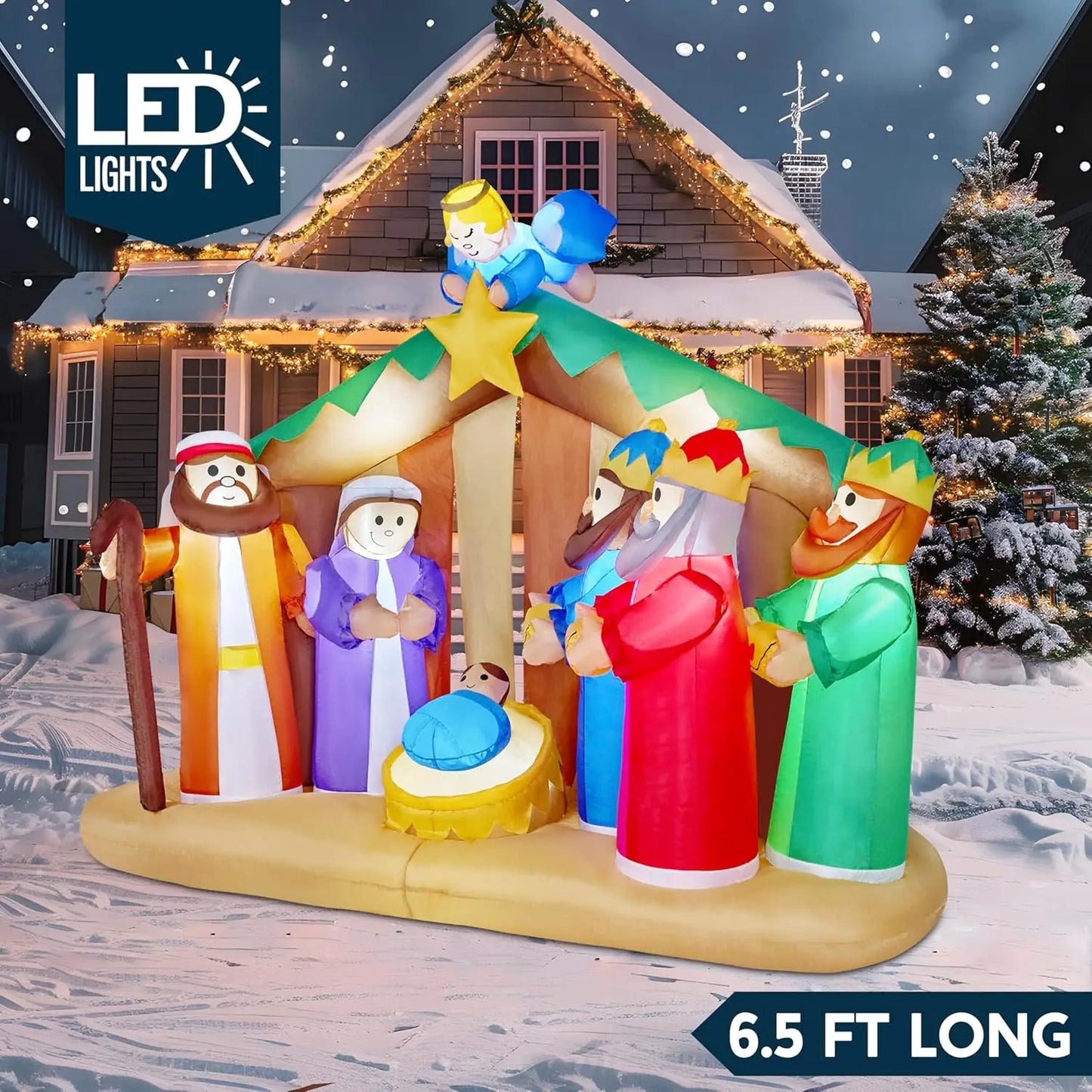 Joyfy Christmas Nativity Inflatable With LEDs For Yard Decor