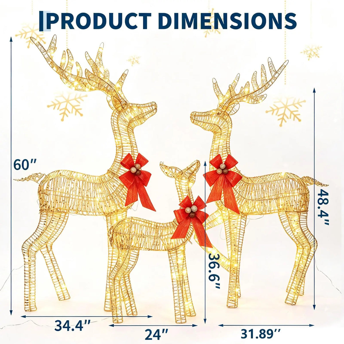 HiMISS Lighted Christmas Reindeer Family LED Yard Decorations