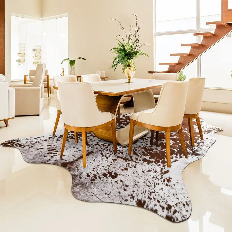 Faux Cowhide Rug With Cow Print Thickened Elastic For Home Decor