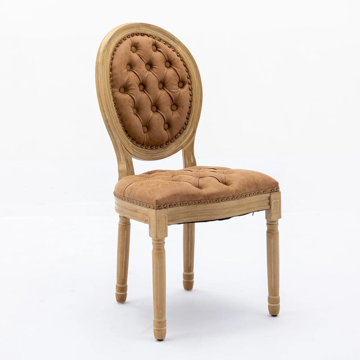 OAKCIA French Solid Wood Dining Chair With Antique Nailhead Trim