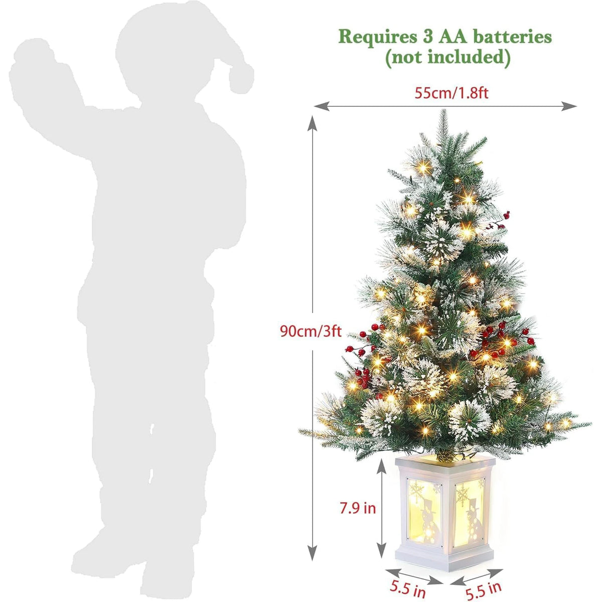 HiMISS Pre Lit Artificial Christmas Trees With Potted Base