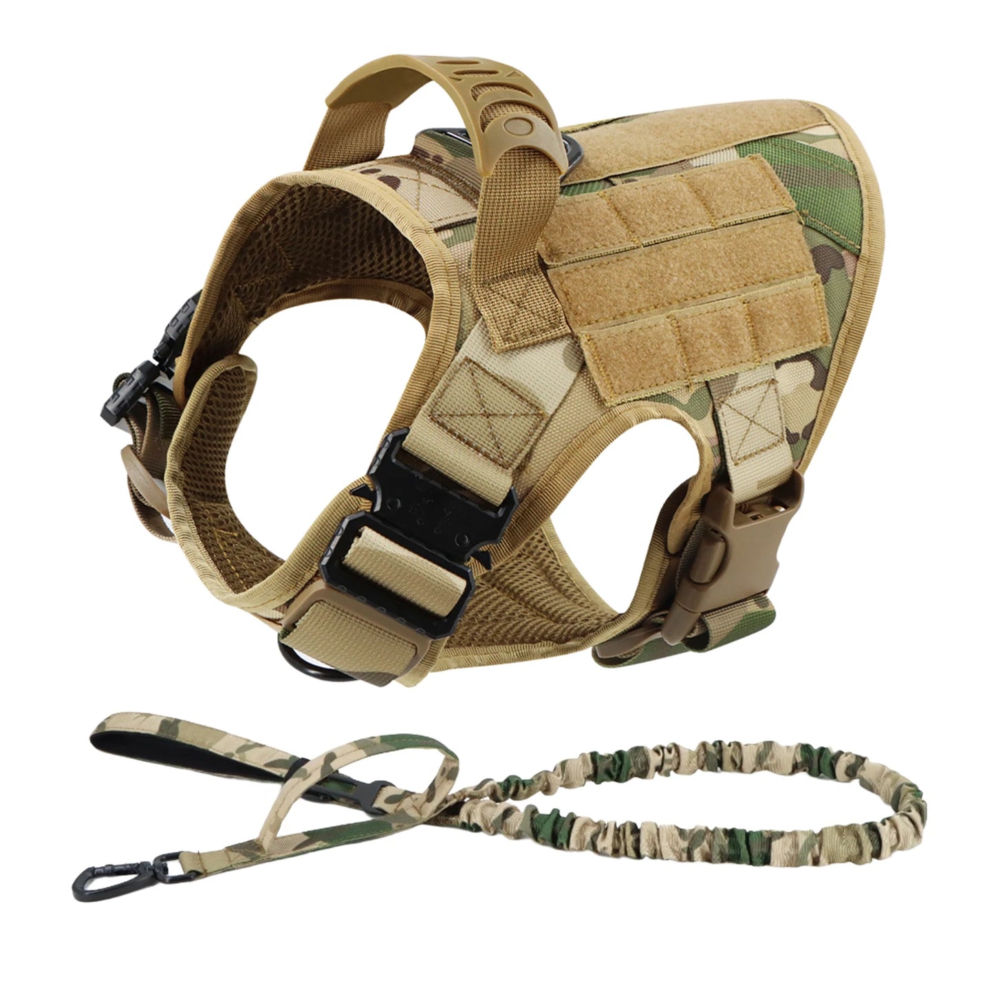 PETRAVEL Tactical Dog Harness Leash Set For Large Dogs No Pull