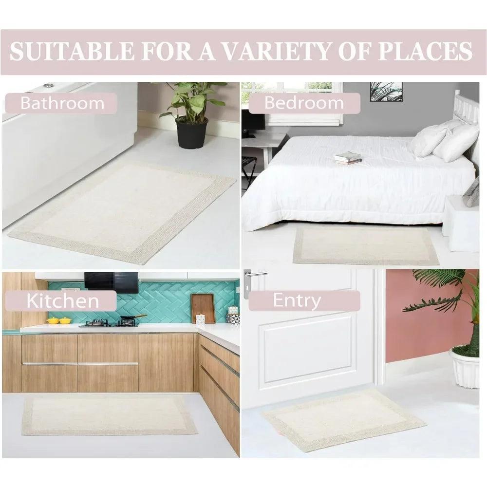 Reversible Cotton Bathroom Rug Set For Soft Absorbent Comfort