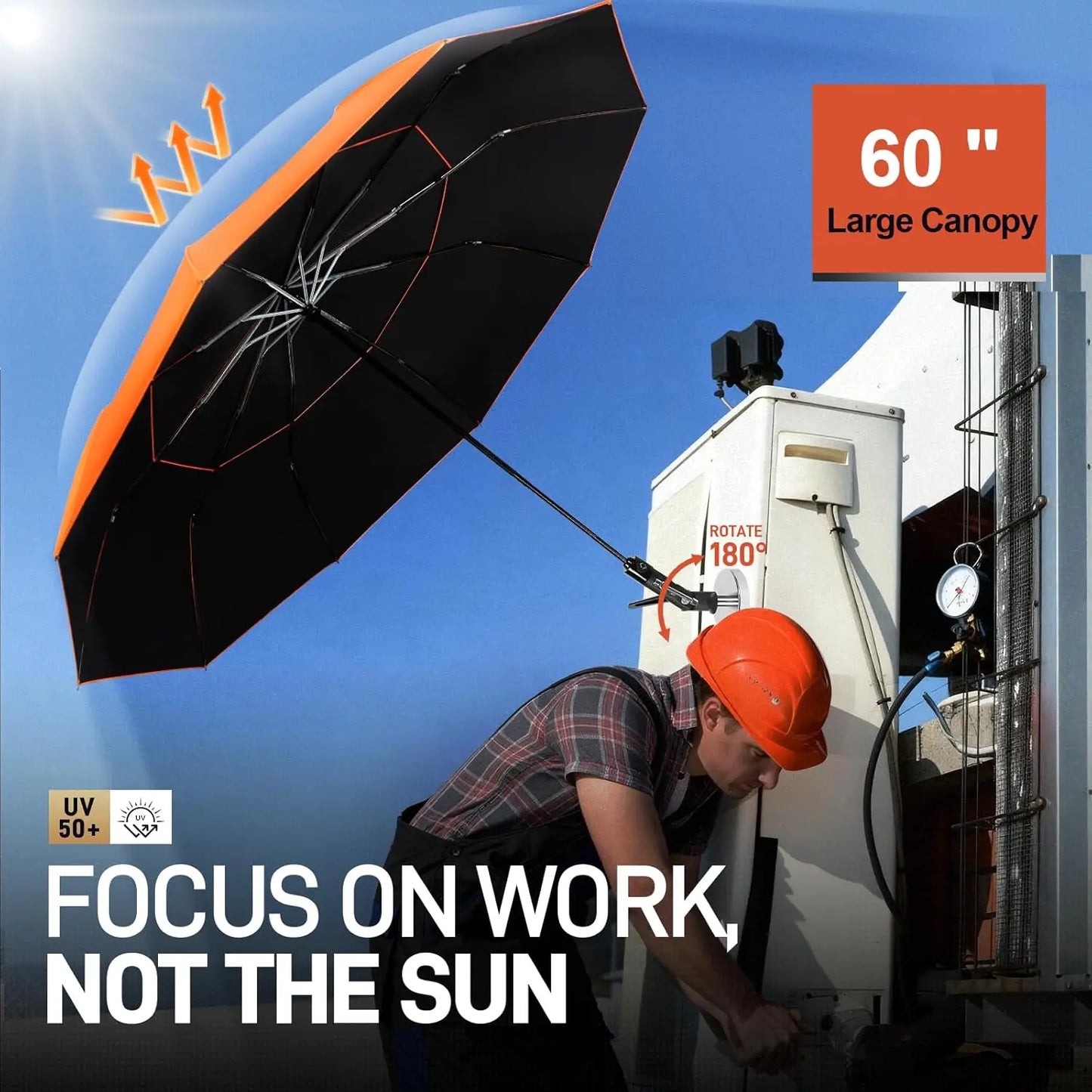 Magnetic Folding Umbrella For Outdoor Work With 600lb Suction