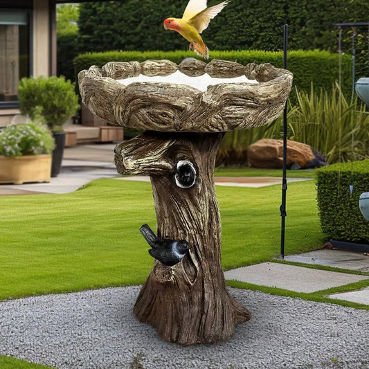Skyire Bird Bath Pedestal Fiber Reinforced Concrete Woodland Decor