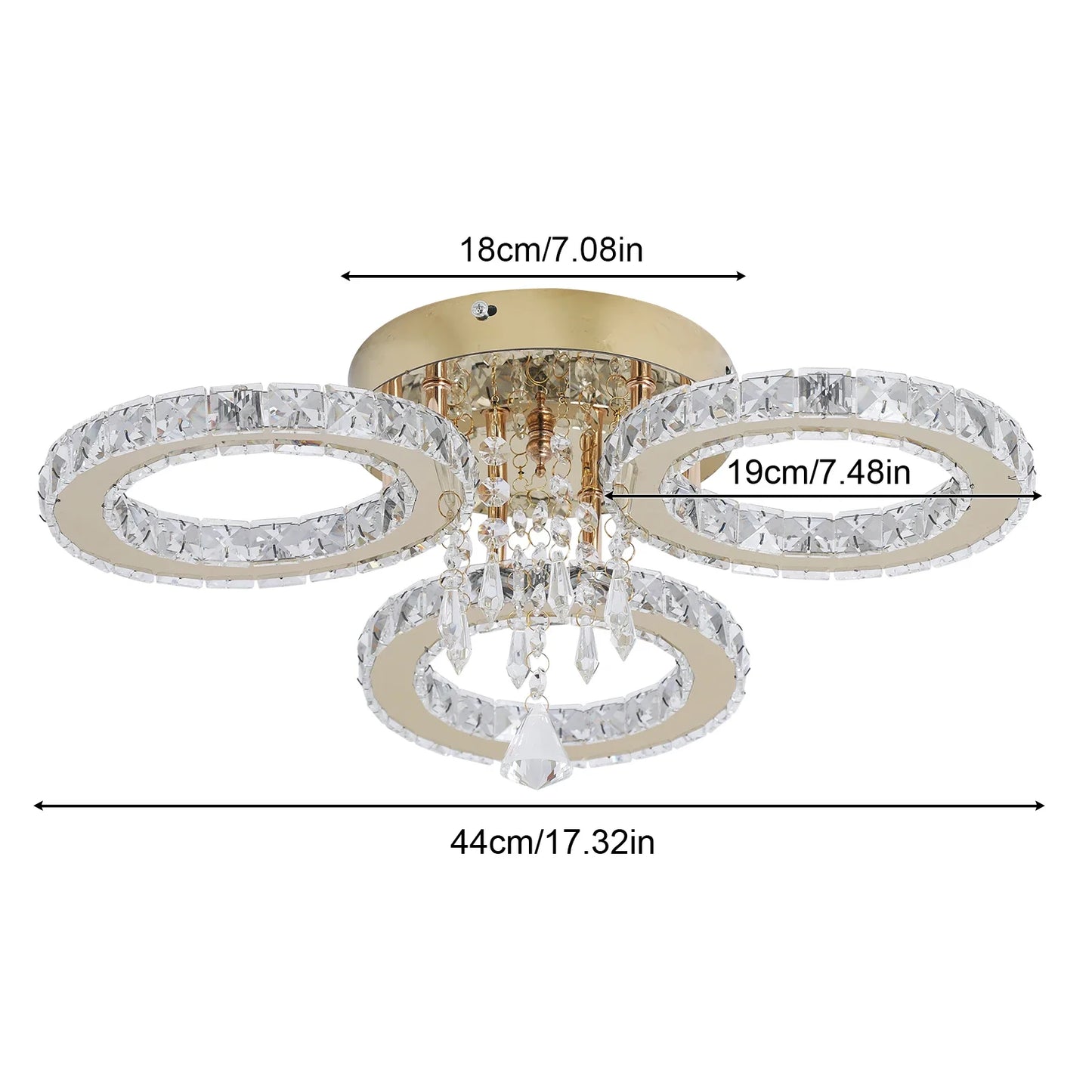 VETRULUS Crystal Chandelier LED Ceiling Light for Living Room