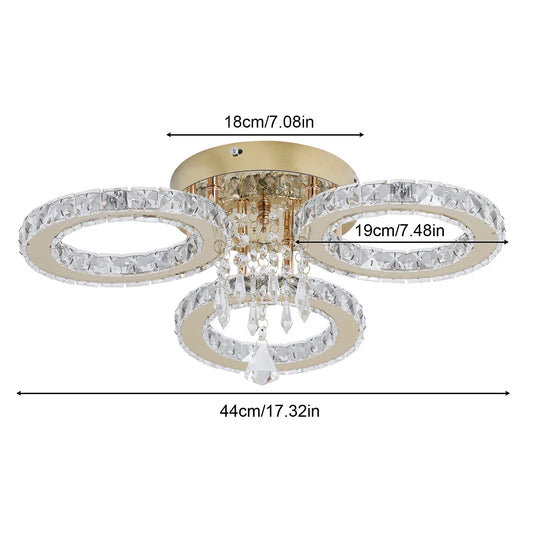 VETRULUS Crystal Chandelier LED Ceiling Light for Living Room