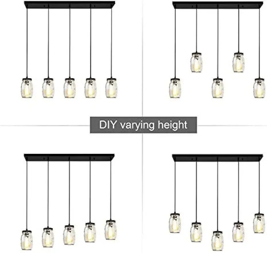 Bymaocar Industrial Mason Jar Pendant Chandelier Ceiling Lighting