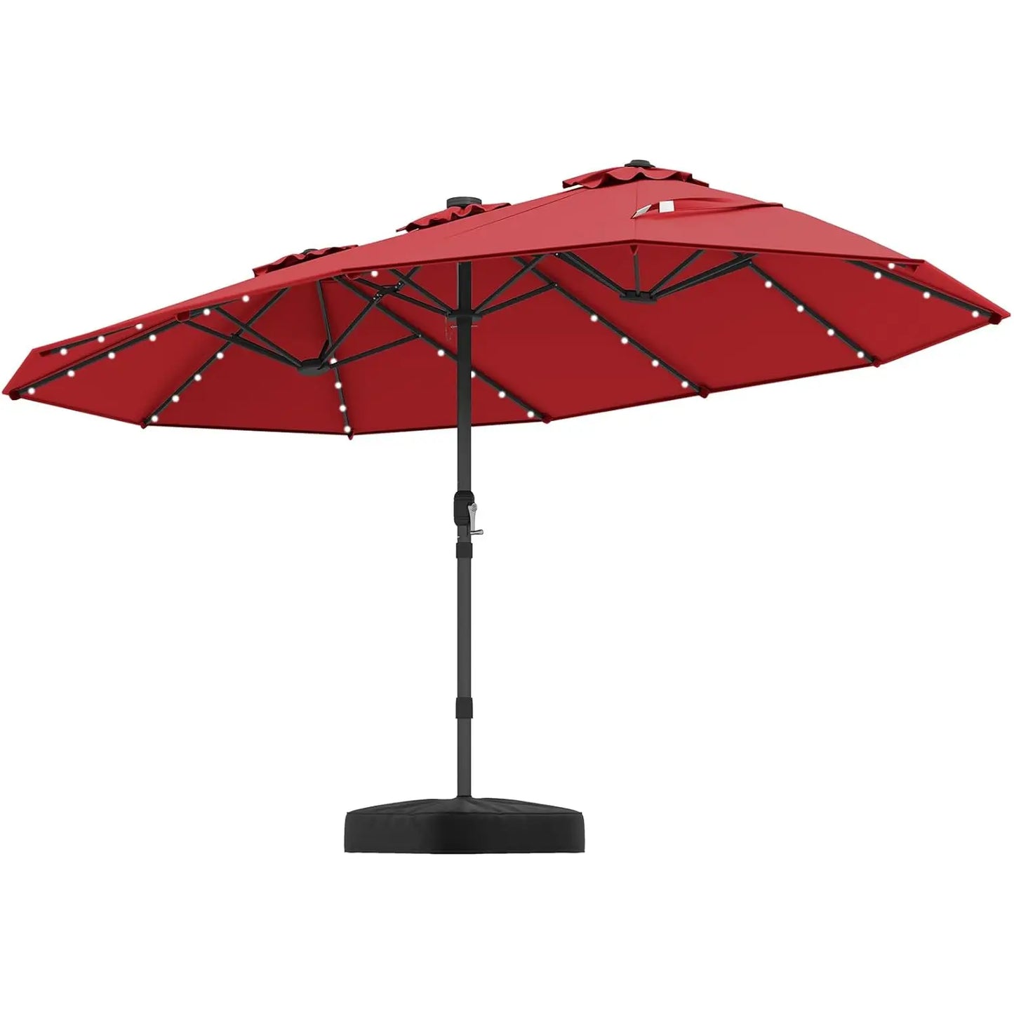 Double-Sided Solar Patio Umbrella With 48 LED Lights And Vented Top