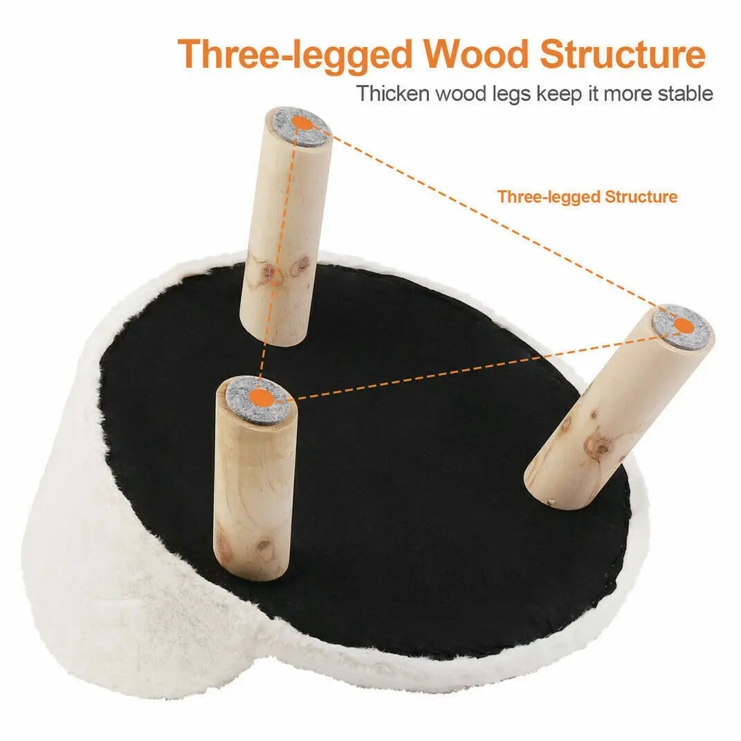 Soft Cat Bed Plush Nest Washable Cushion With Wood Legs