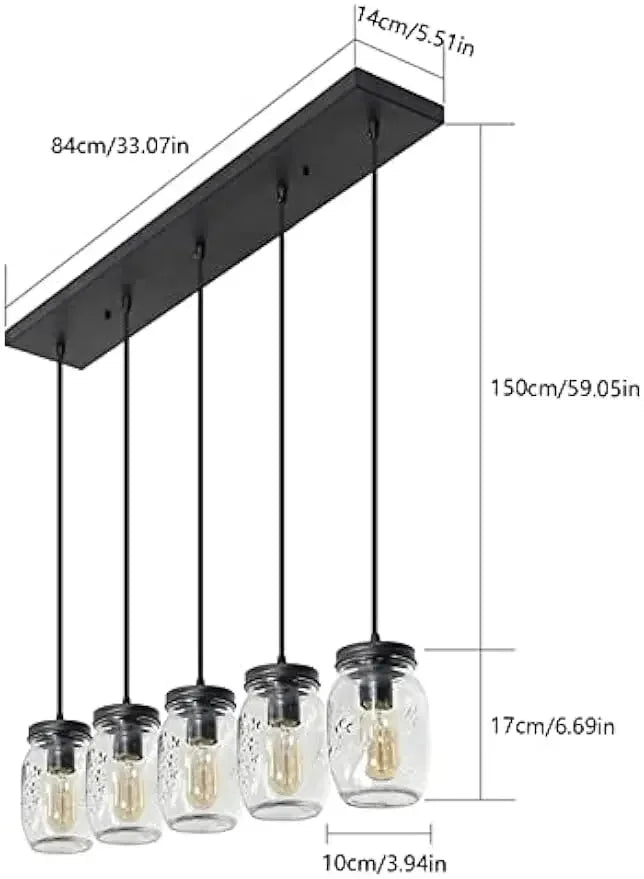 Bymaocar Industrial Mason Jar Pendant Chandelier Ceiling Lighting