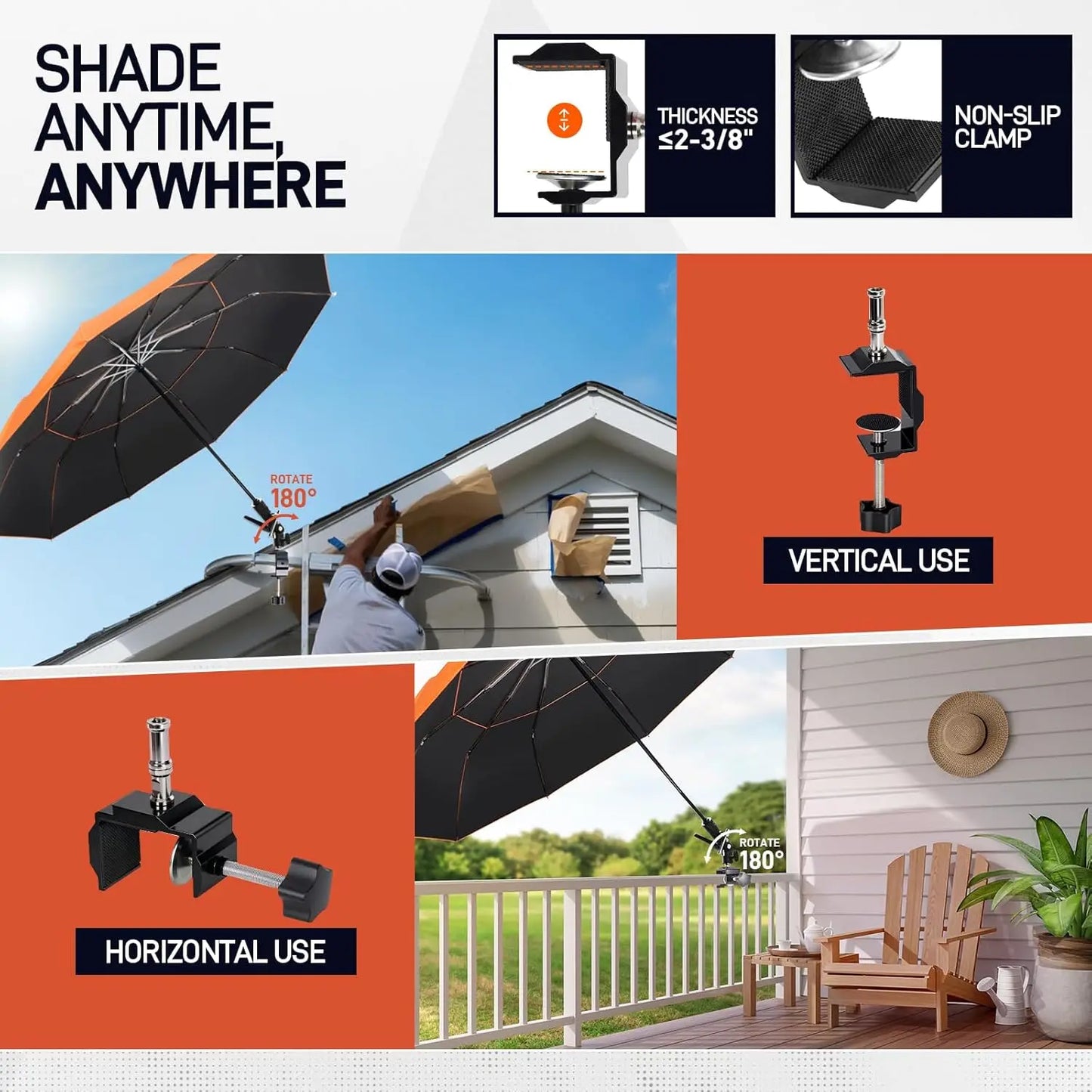 Magnetic Folding Umbrella For Outdoor Work With 600lb Suction