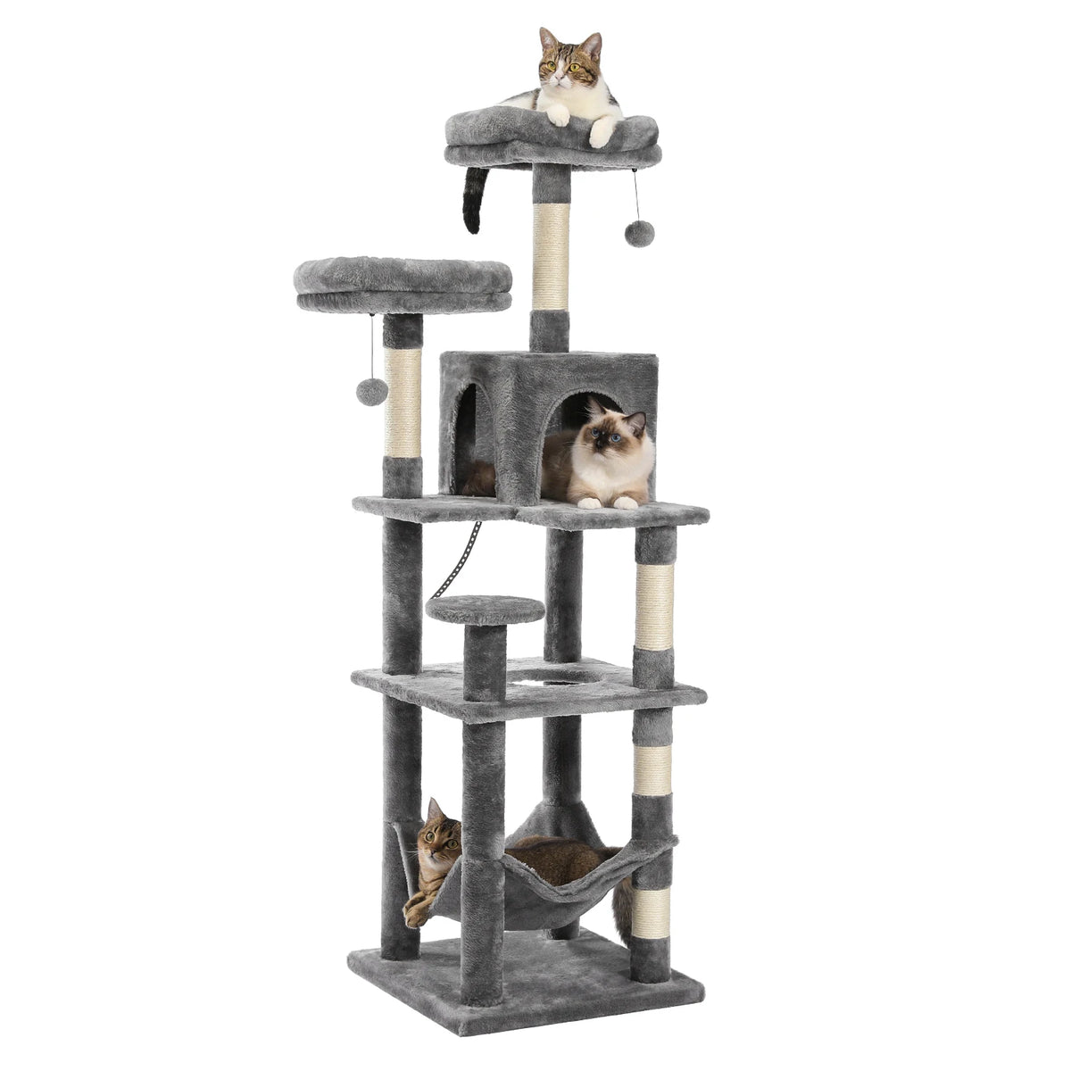 PAWZ Road Multilevel Cat Tower With Plush Condo Scratching Posts