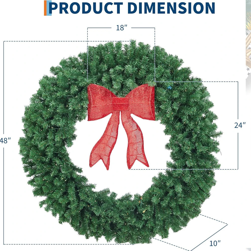 Studyset Pre Lit Christmas Wreath With Bow Indoor Outdoor Decor