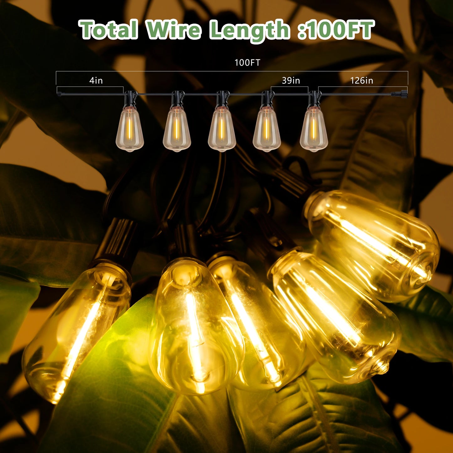 ARLGSITE Solar Outdoor String Lights IP65 Waterproof Replaceable Bulbs