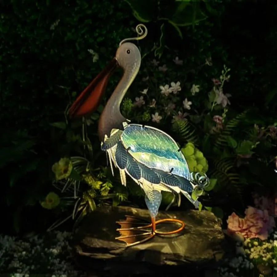 SHXI Solar Pelican Statue Garden Sculpture LED Outdoor Decor