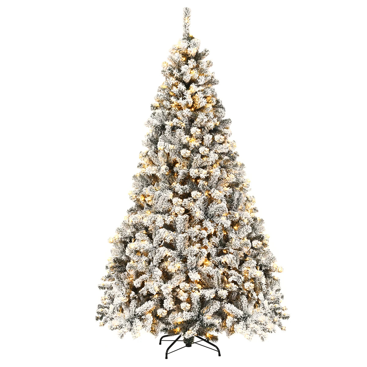 MULTIGOT Pre Lit Snow Flocked Hinged Artificial Christmas Tree