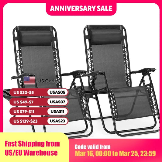 JHK Zero Gravity Recliners Set Of 2 With Cup Holders