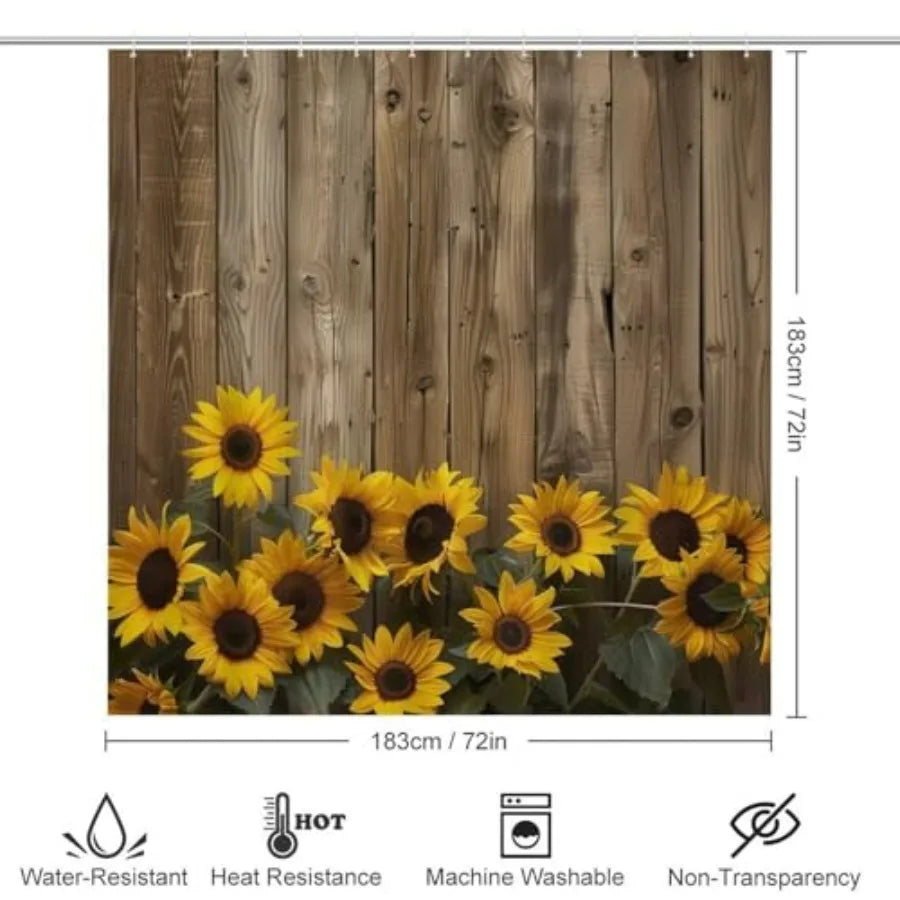 Rustic Farmhouse Shower Curtain Set With Rugs And Bath Mat