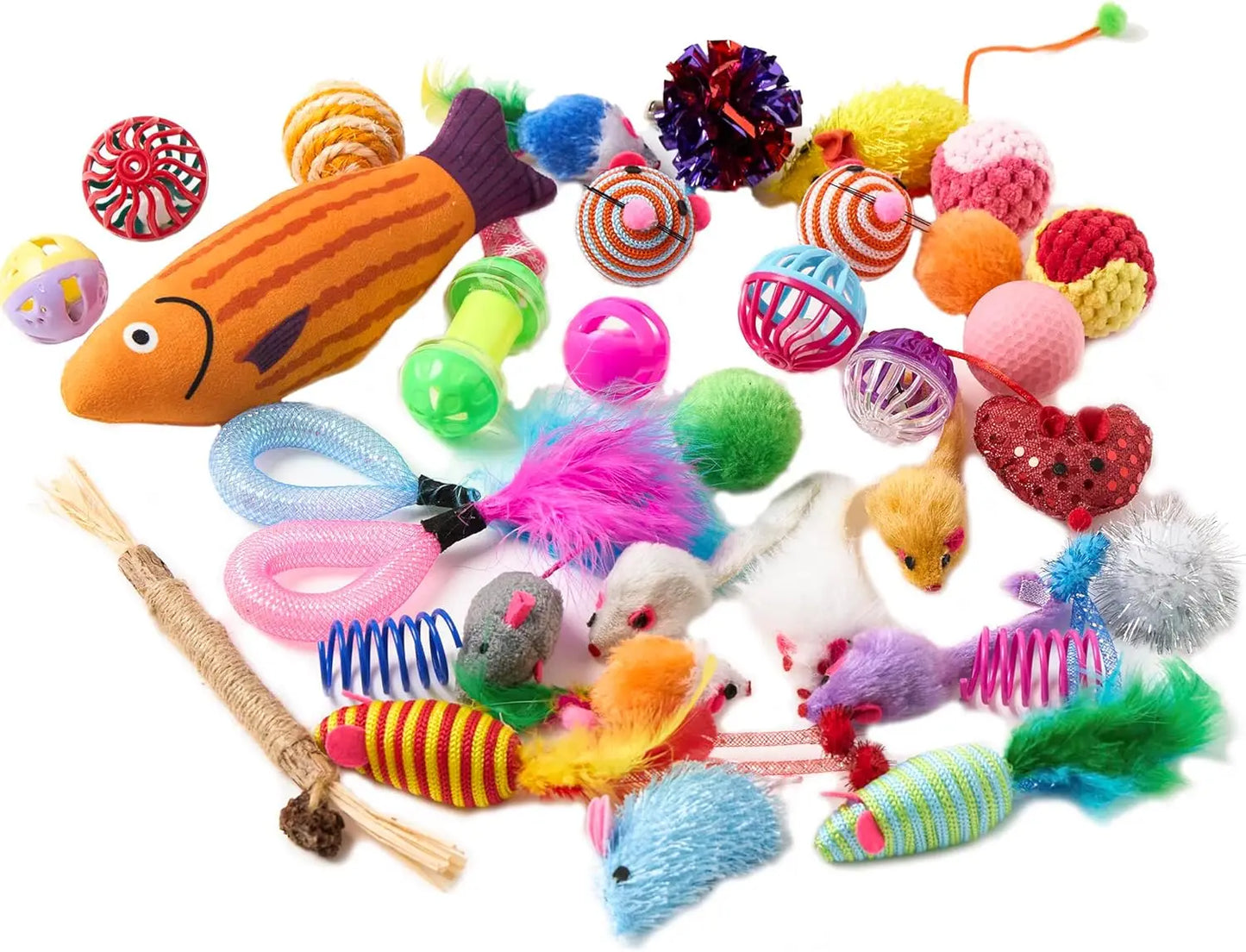 Cat Toys Variety Pack 20 Pieces Feather Wand Balls Catnip