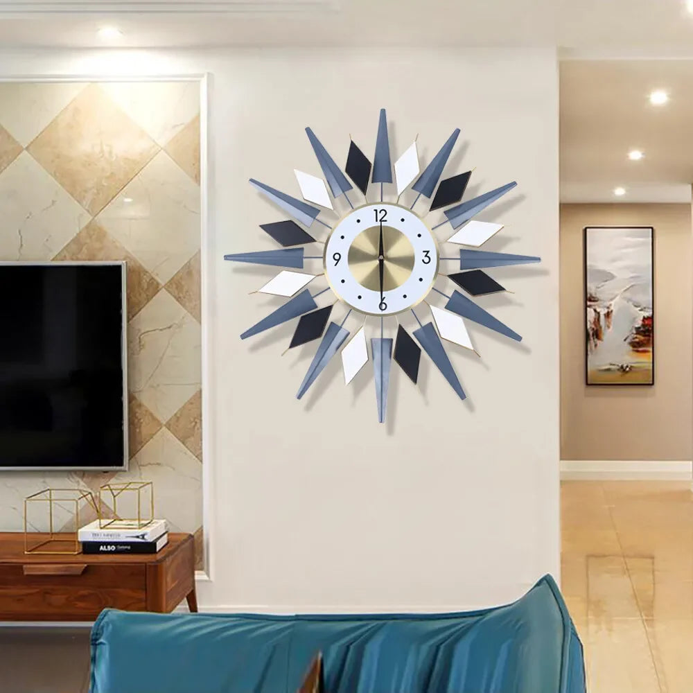 Modern Decorative Wall Clock Silent Non Ticking Retro Star Design