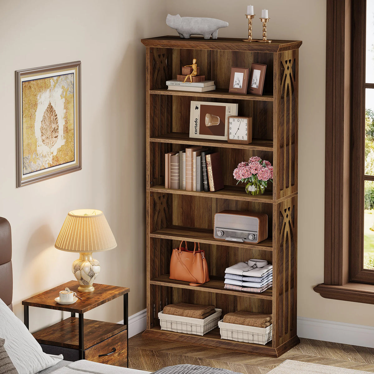Tribesigns Six Tier Freestanding Wooden Display Bookshelf Bookcase
