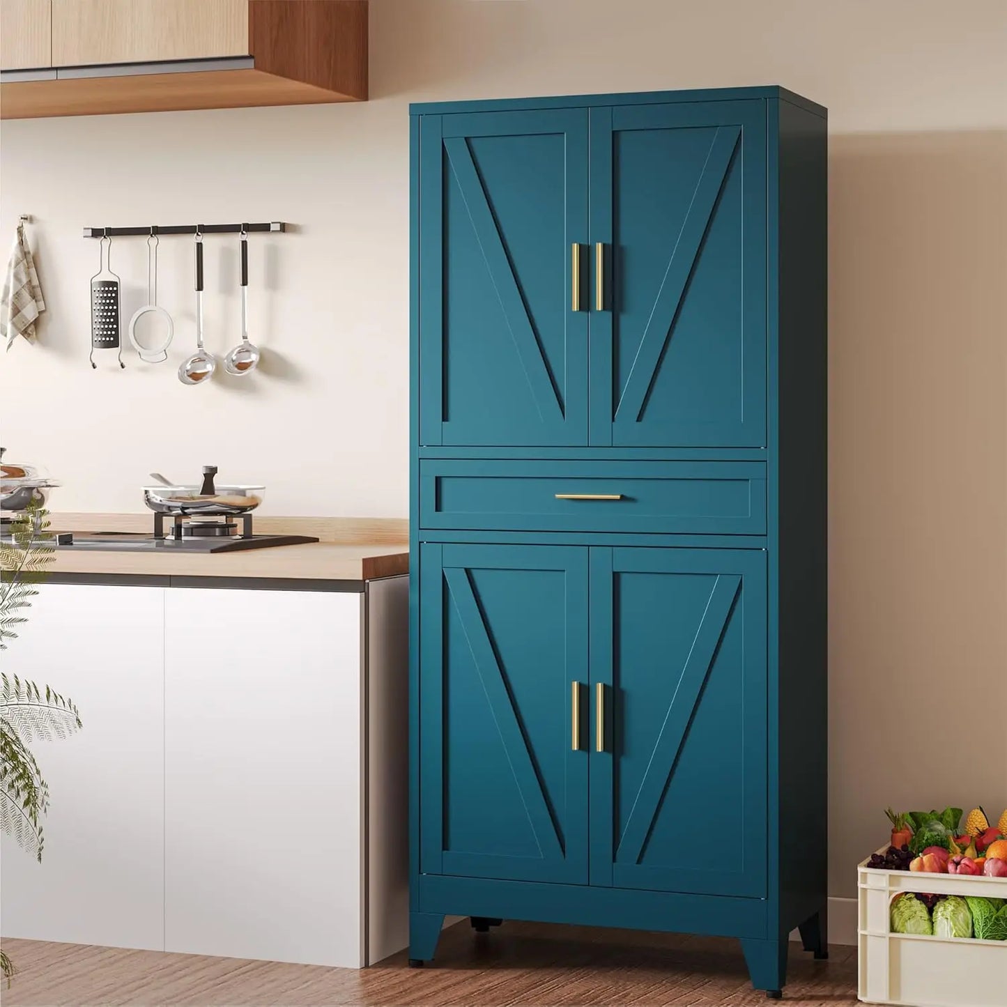 Pantry Cabinet With Drawer And Adjustable Shelves Unit