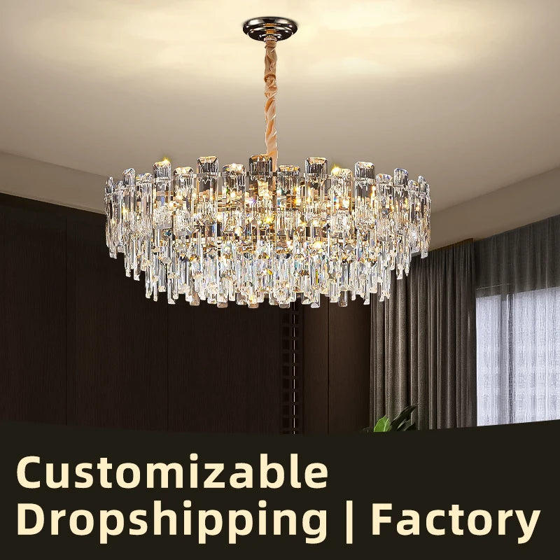 Yingxuan Loft Pendant Lighting Crystal Chandelier For Dining Room