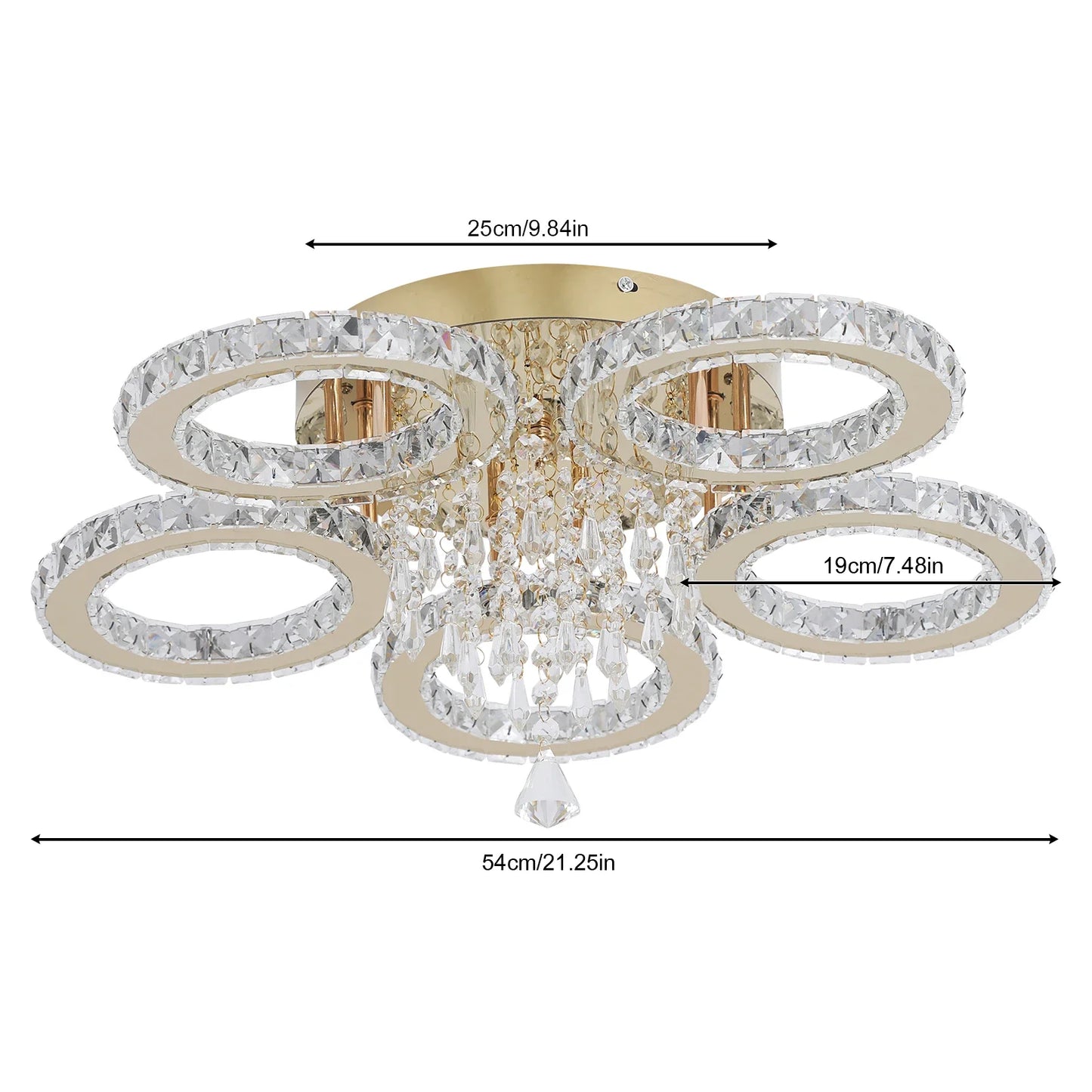 VETRULUS Crystal Chandelier LED Ceiling Light for Living Room