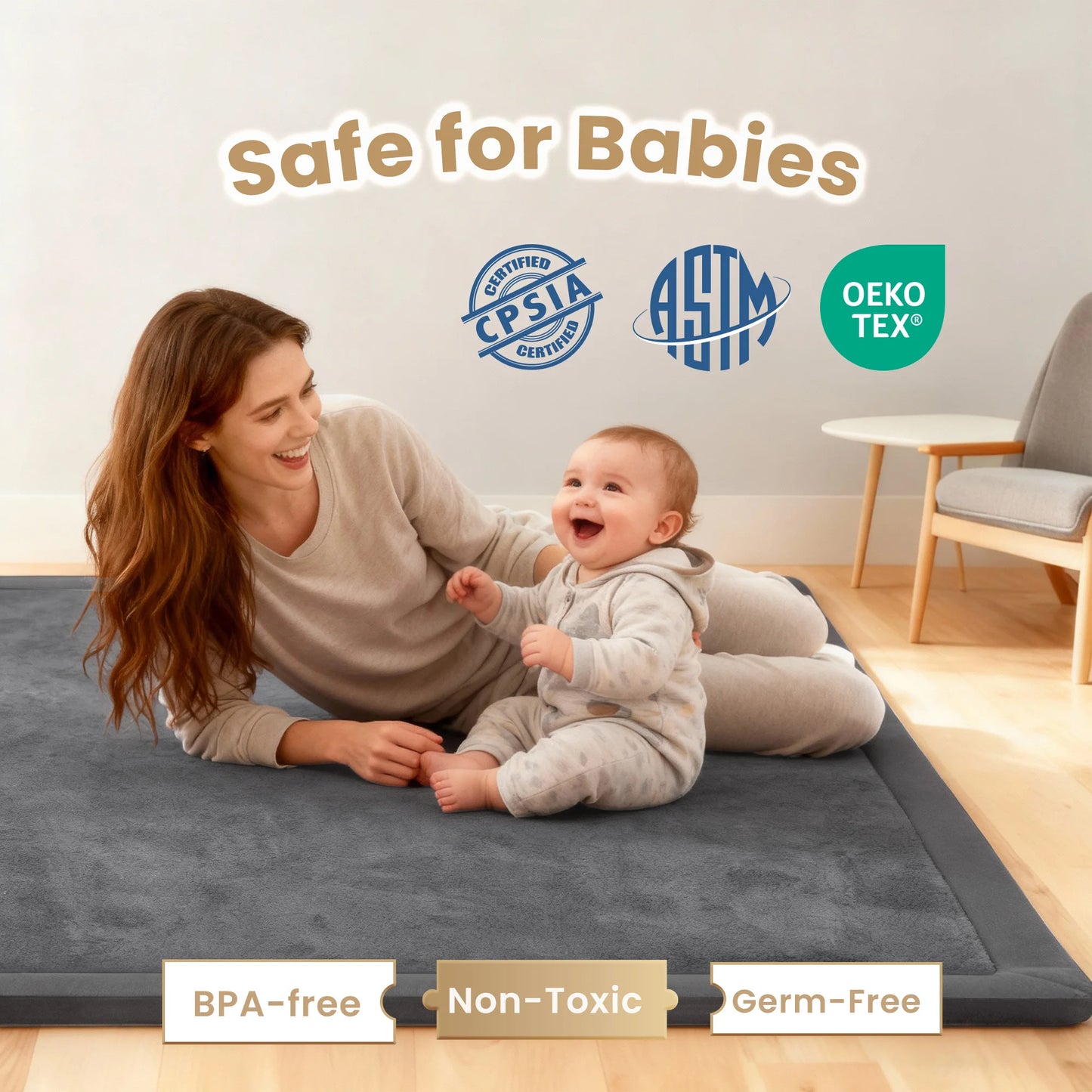 Huloo Sleep Non Slip Baby Play Rug Memory Foam Mat