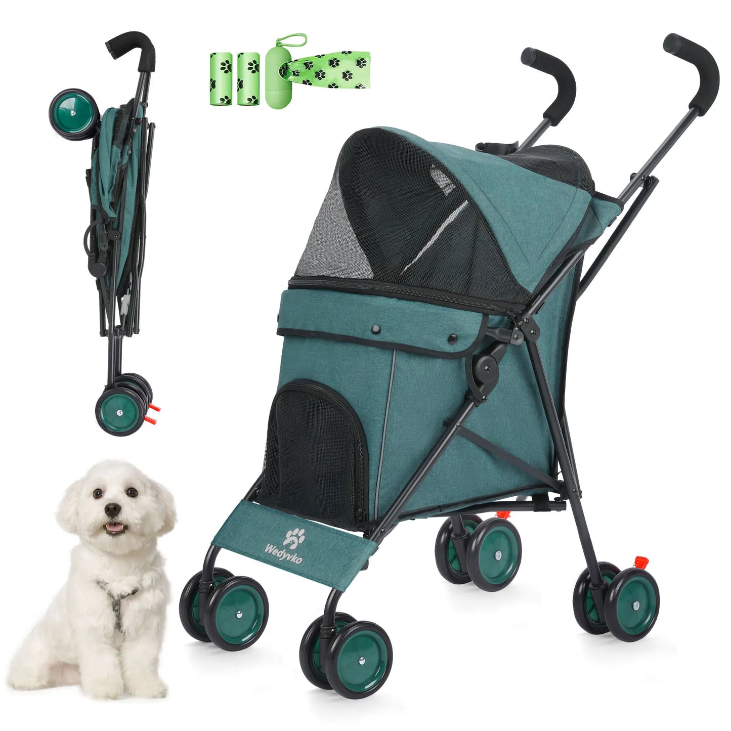 Wedyvko Pet Dog Stroller With Brakes And Storage For Travel