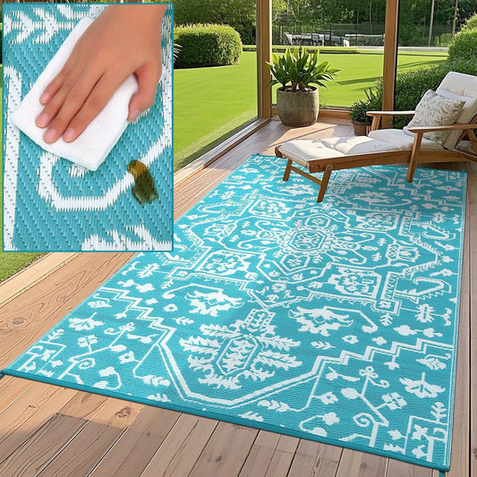 TWISTER.CK Waterproof Outdoor Area Rug Stain-Resistant Patio Mat
