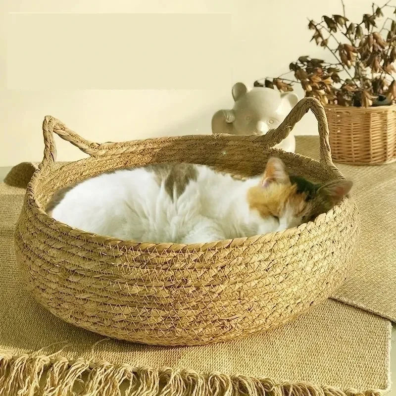 LEWENCN Handmade Vine Woven Cat Nest for All Seasons