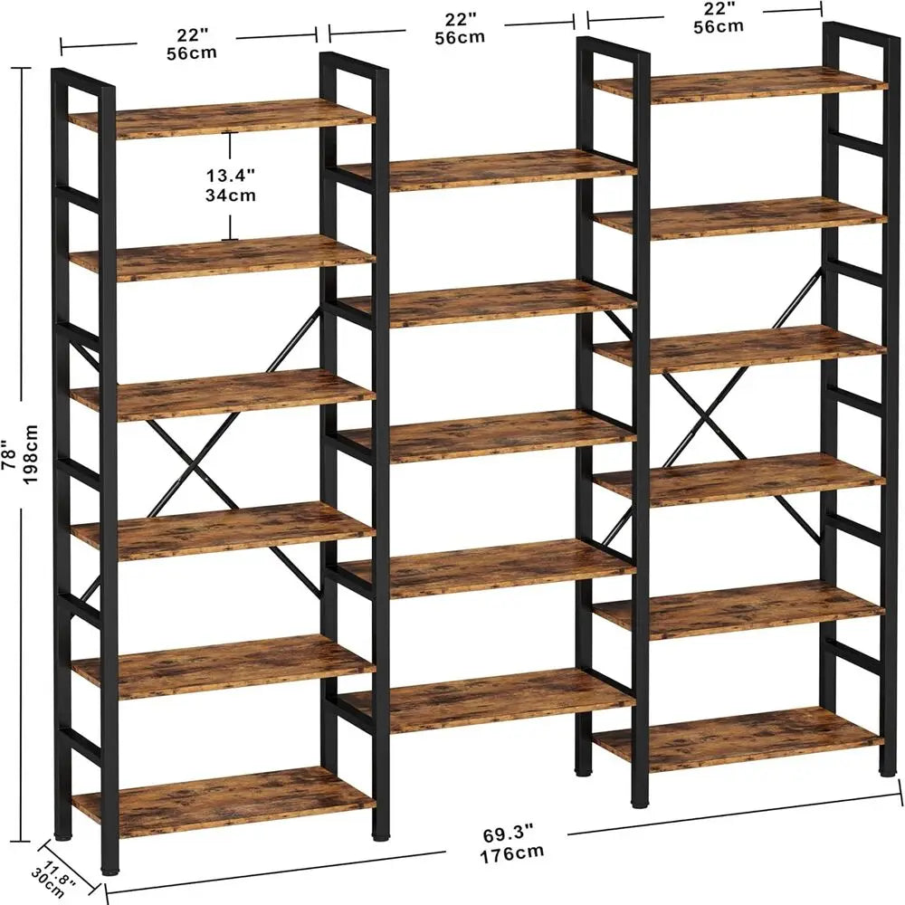 Ironck Industrial Bookshelf With Metal Frame Etagere Organizer