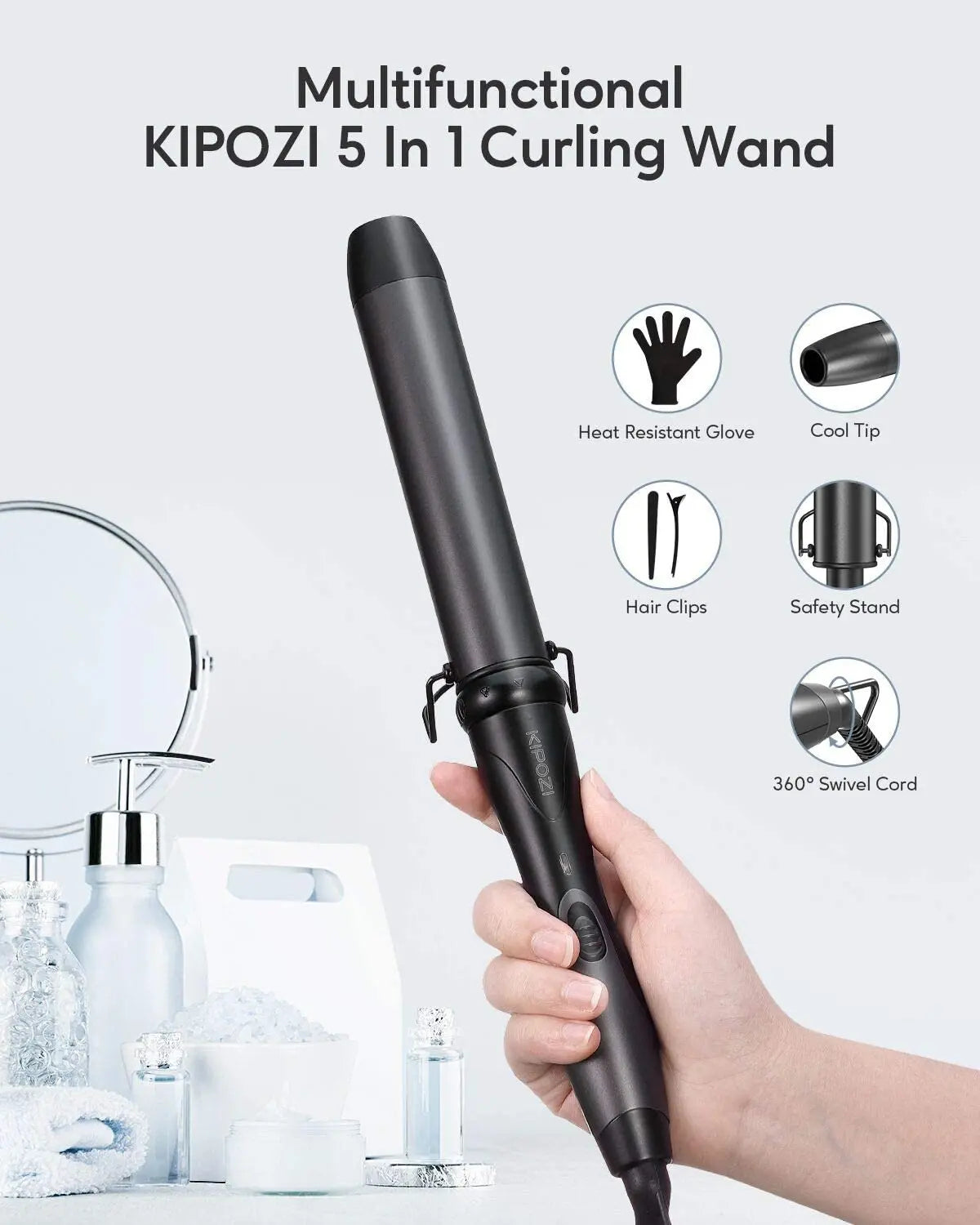 KIPOZI 5-in-1 Professional Curling Iron Hair Tools For Women