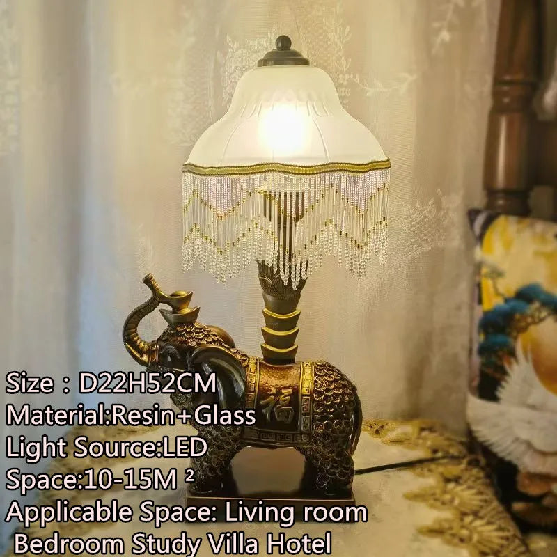 American Retro Peacock Table Lamp LED Contemporary Decor