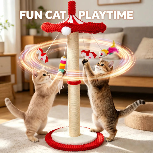 CWV Rotating Cat Scratching Post Sisal Tree for Indoor Cats